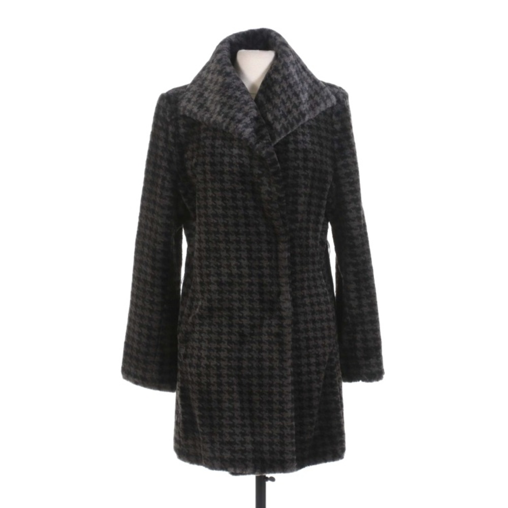 Calvin Klein Houndstooth Print Faux Fur Coat